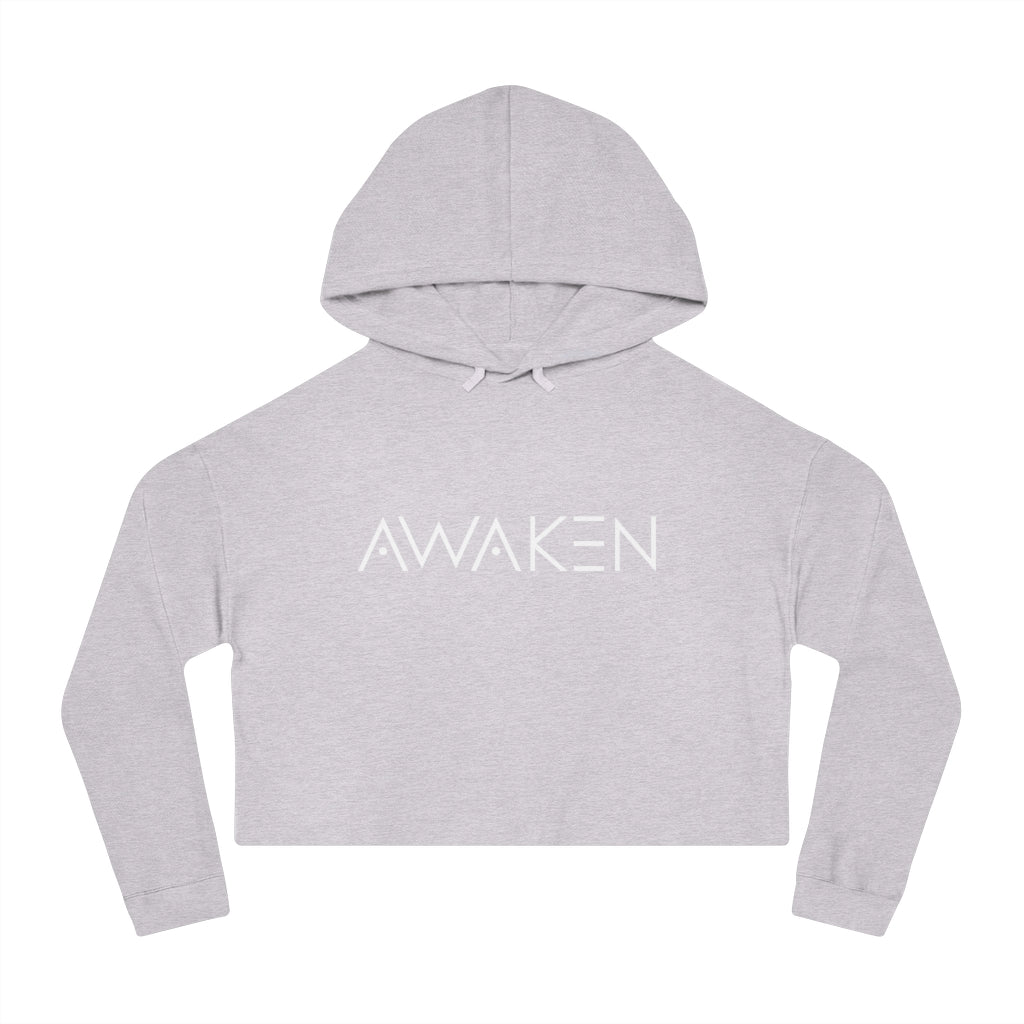 Women’s Cropped Hooded Sweatshirt: Black / grey