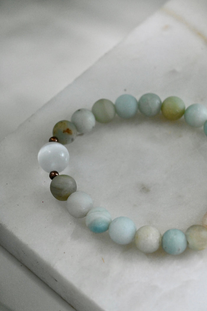 Amazonite Rounded Bead Bracelet
