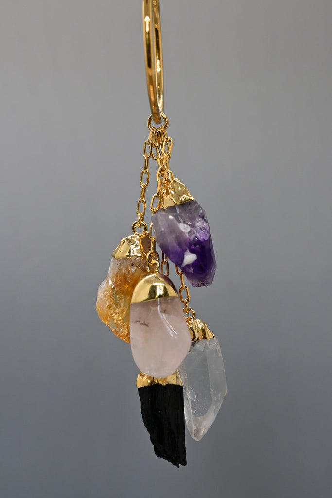 The Healer's Toolbox -  Amethyst + Rose Quartz + Citrine + Tourmaline Quartz Cluster Necklace