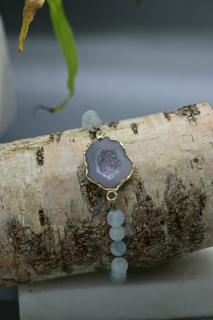 Aquamarine + Agate Druzy Bracelet