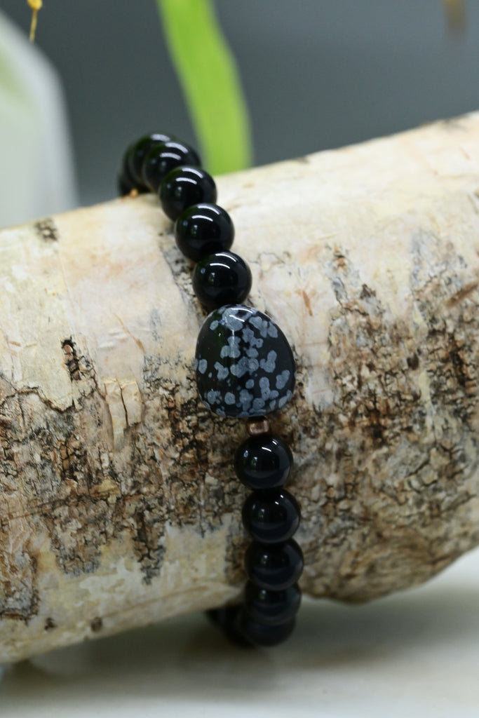 Black Obsidian + Snowflake Guru Bracelet
