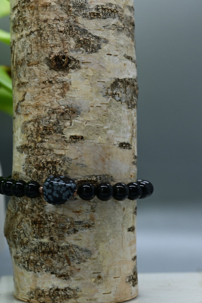 Black Obsidian + Snowflake Guru Bracelet