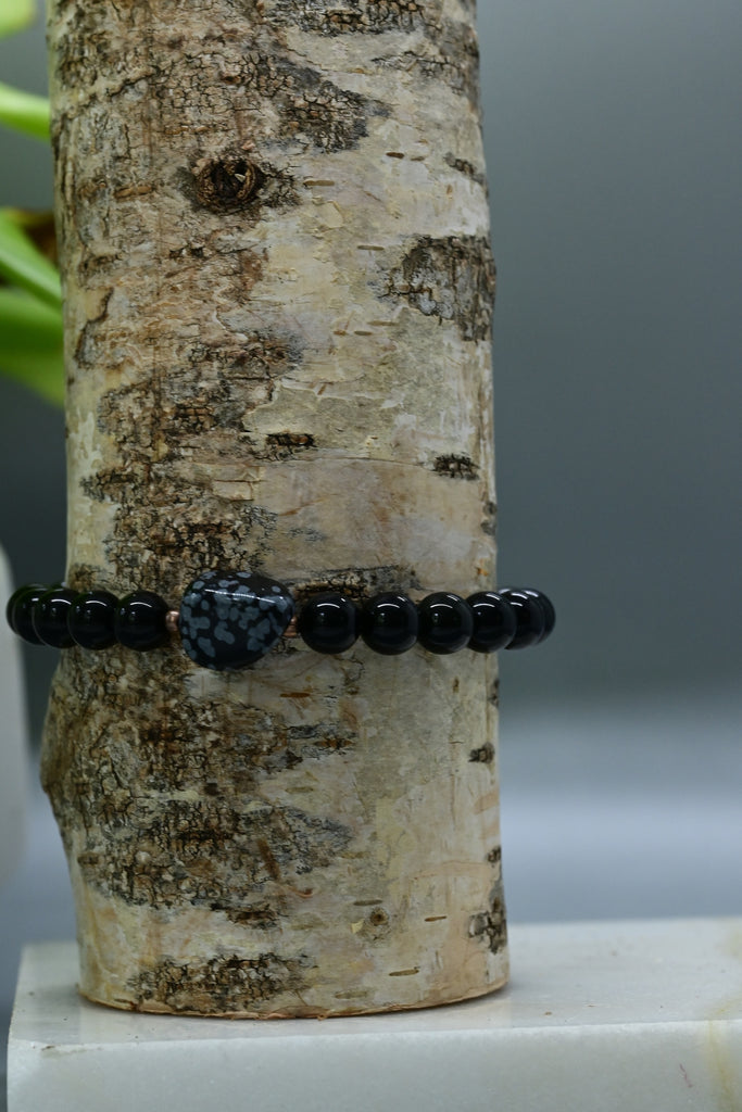 Black Obsidian + Snowflake Guru Bracelet