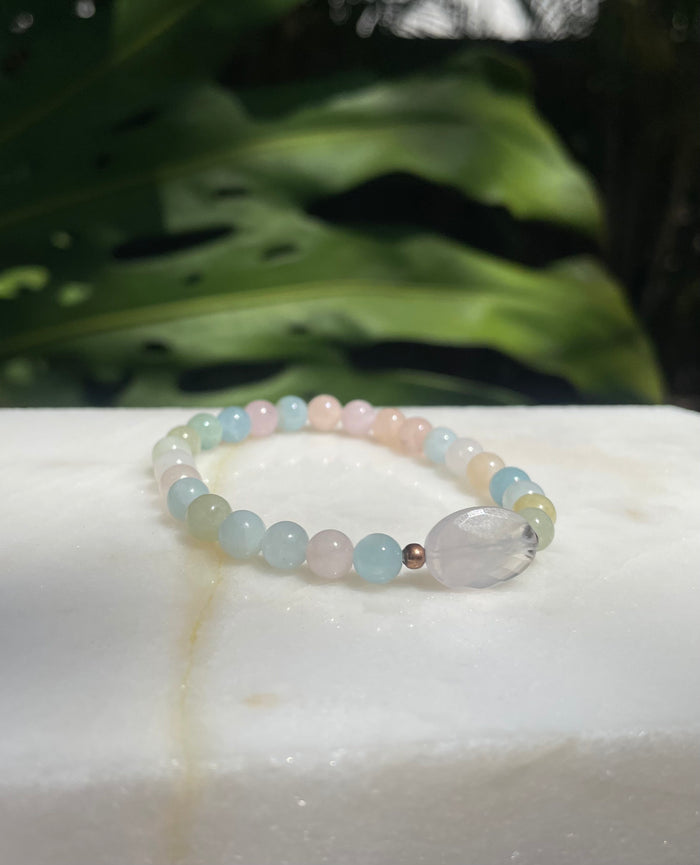 Morganite + Fluorite Bracelet