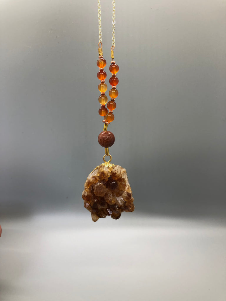 Citrine Necklace with Carnelian + Sunstone