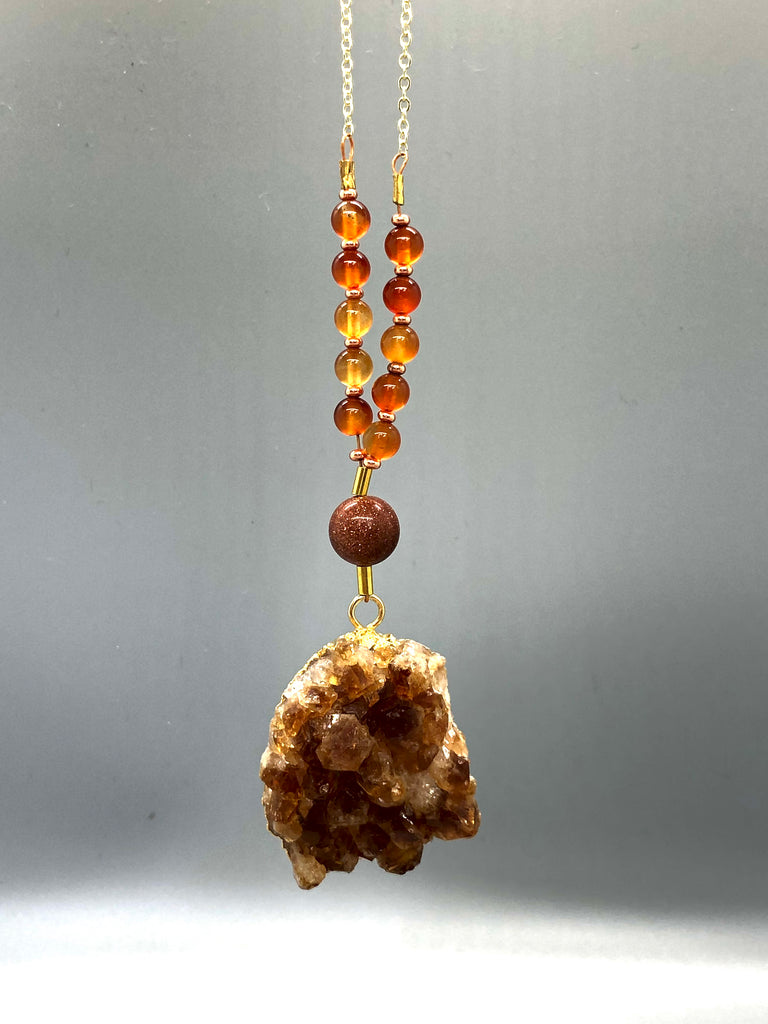 Citrine Necklace with Carnelian + Sunstone
