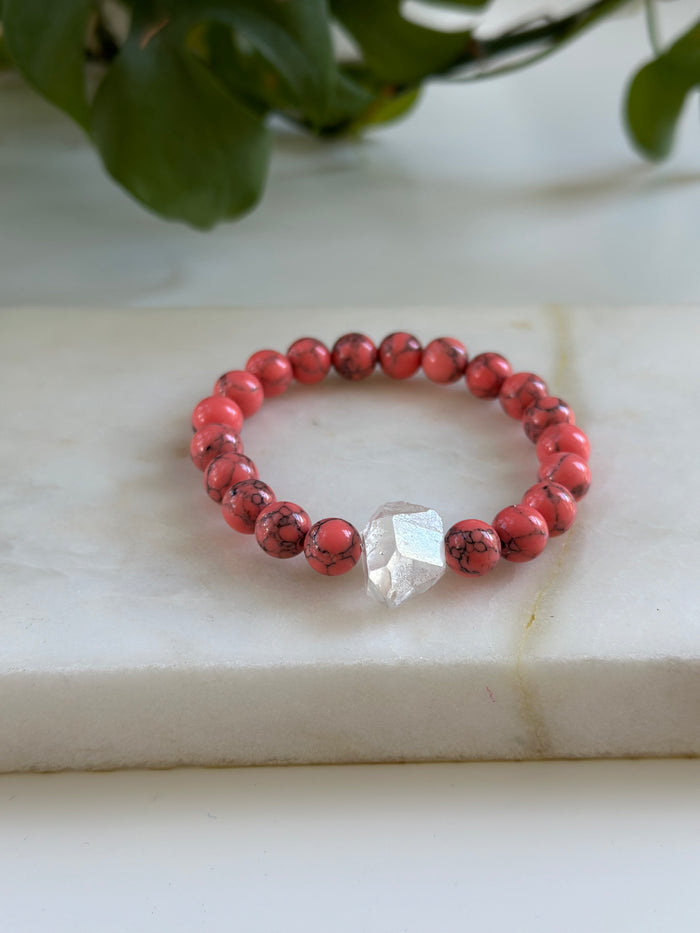 Magnesite + Rainbow Aura Quartz Bracelet