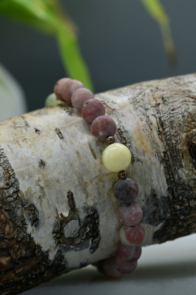 Lepidolite + Calcite Guru Bracelet