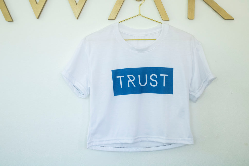 'Trust' White Crop Top