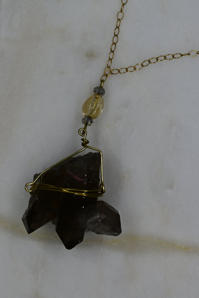 Smokey Quartz + Citrine Necklace