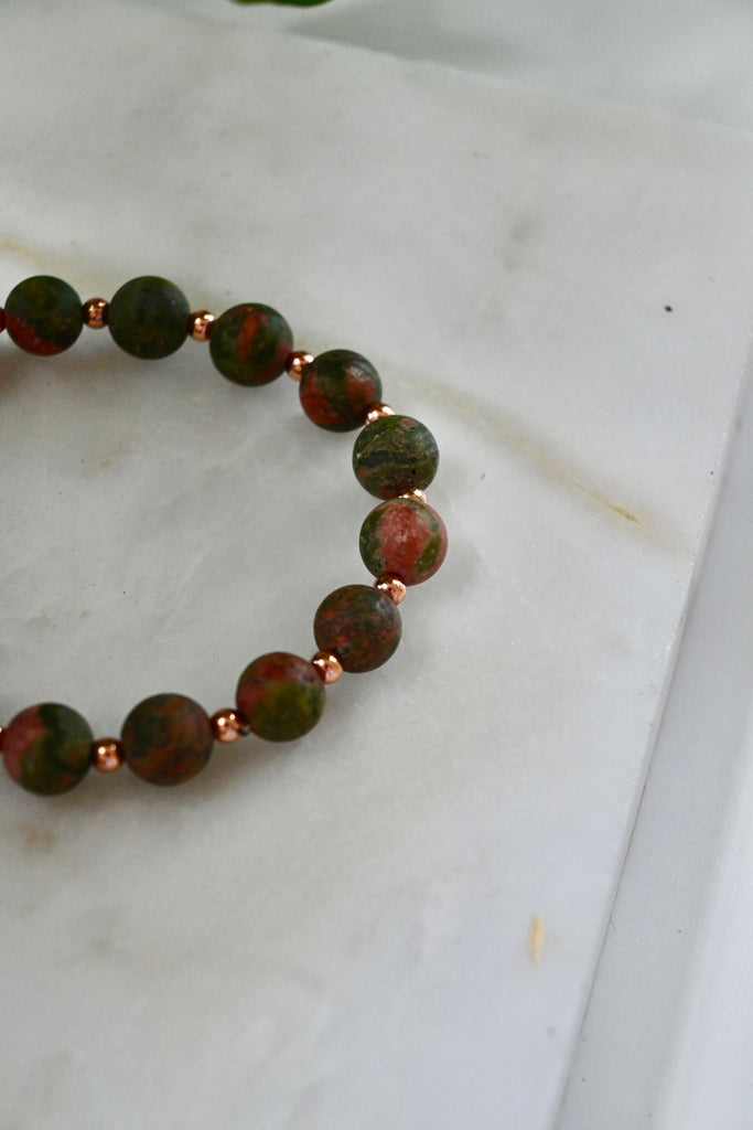 Unakite + Copper Bracelet