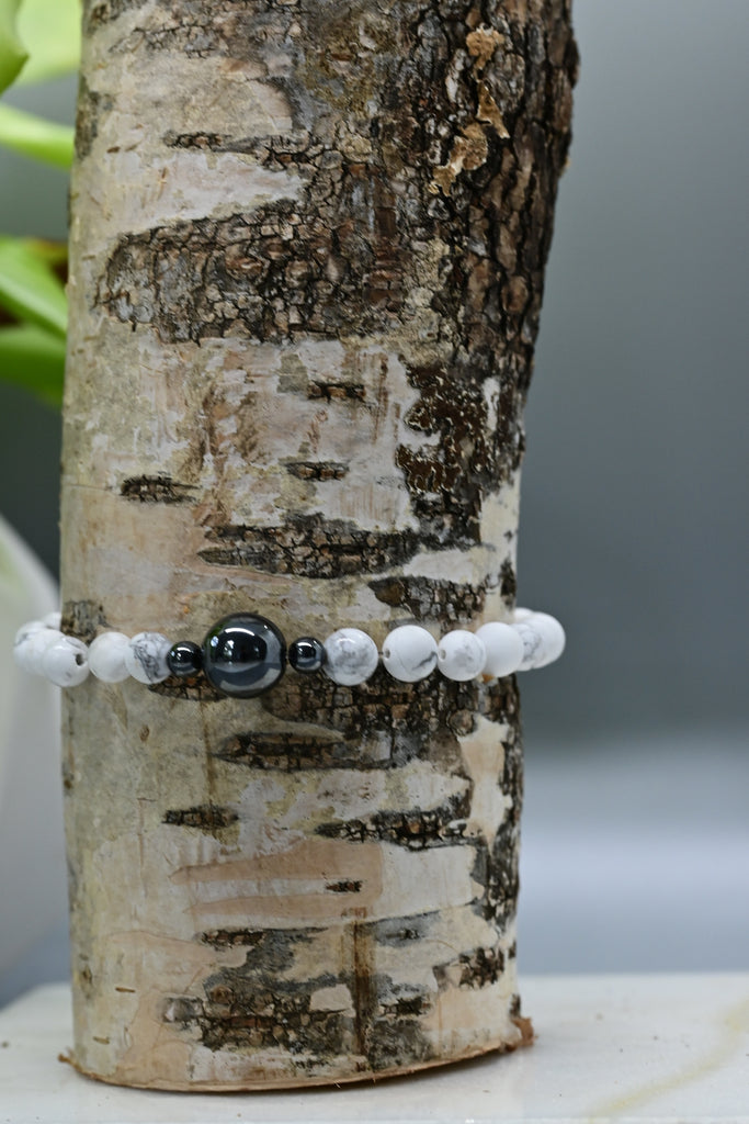 White Howlite + Hematite Bracelet