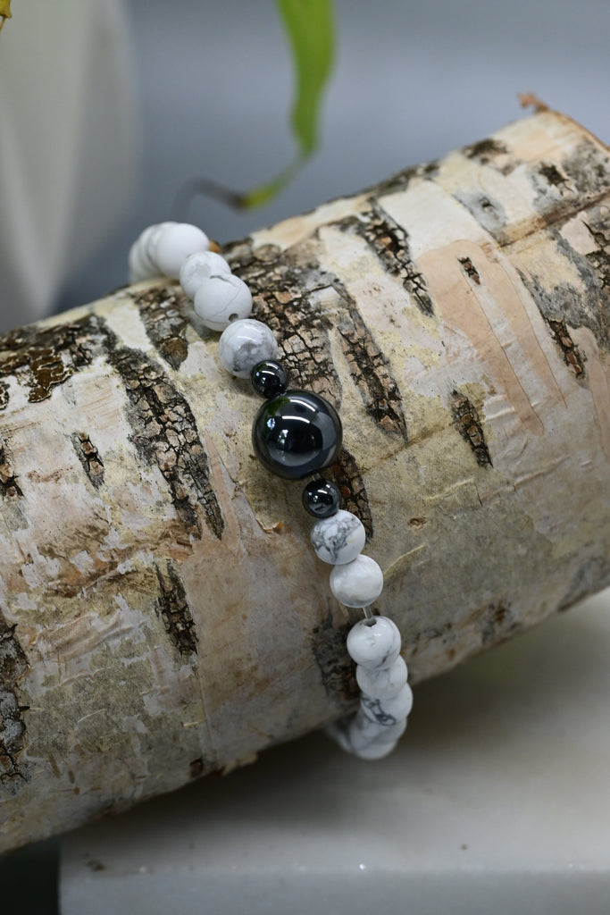 White Howlite + Hematite Bracelet