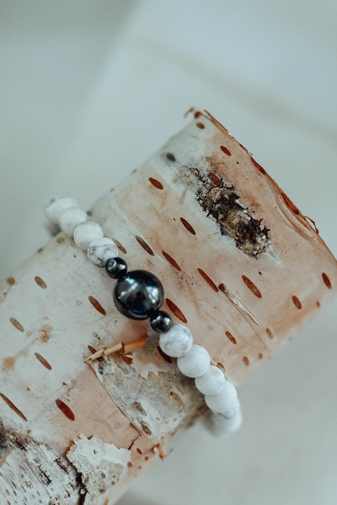 White Howlite + Hematite Bracelet
