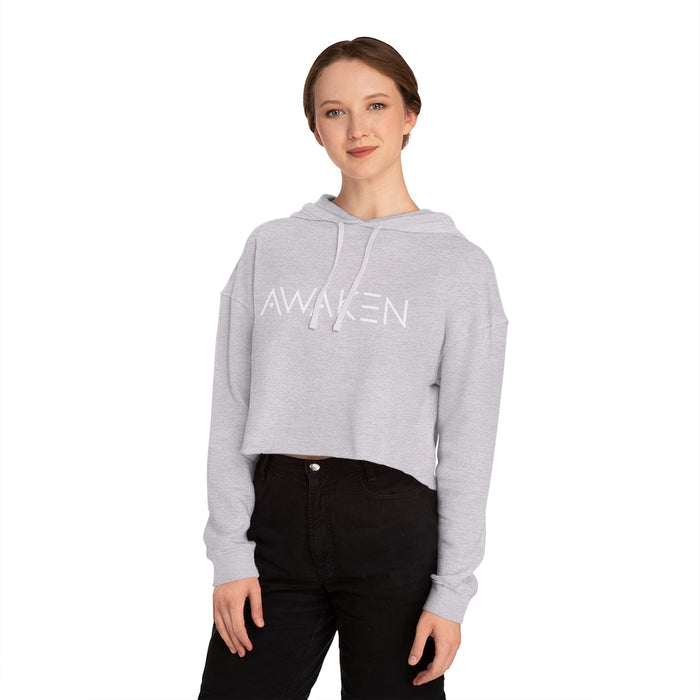 Women’s Cropped Hooded Sweatshirt: Black / grey