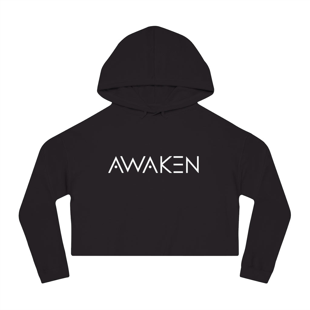 Women’s Cropped Hooded Sweatshirt: Black / grey