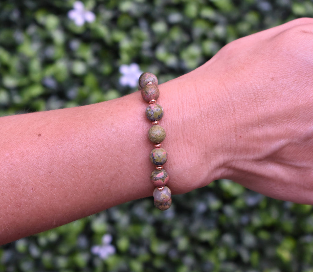 Unakite + Copper Bracelet