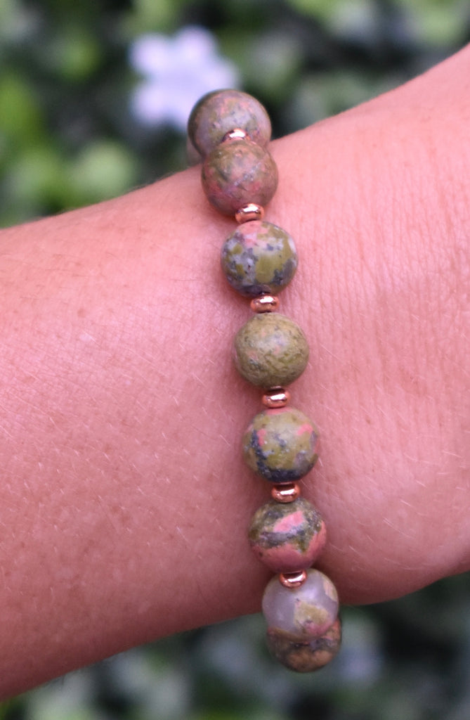 Unakite + Copper Bracelet