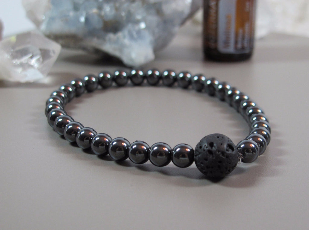 Hematite Oil Diffuser Bracelet - Woman