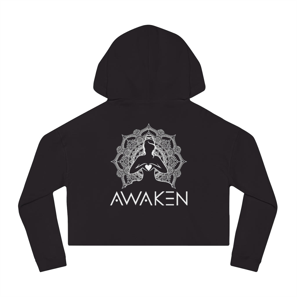 Women’s Cropped Hooded Sweatshirt: Black / grey